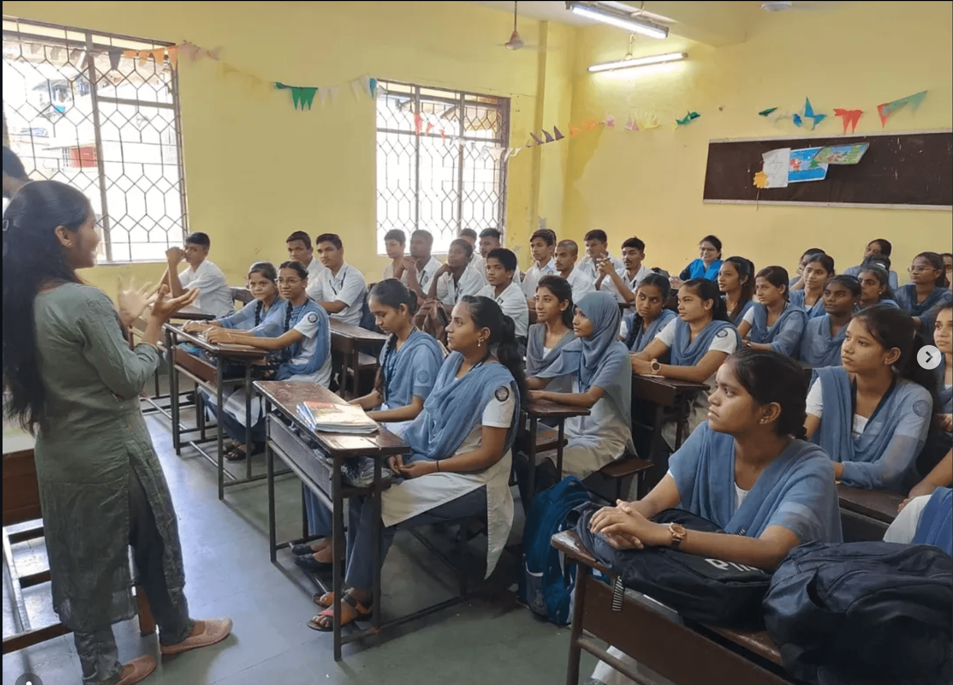 Classroom session where students attend a CPR and health awareness training