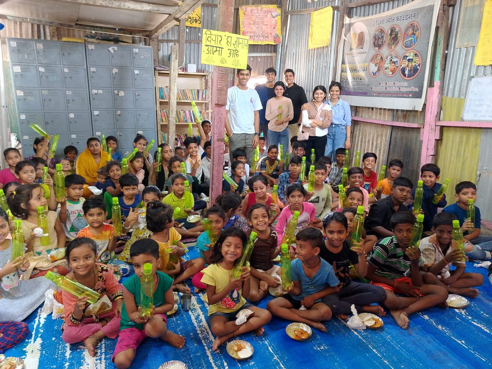 Volunteers sitting together in community setting